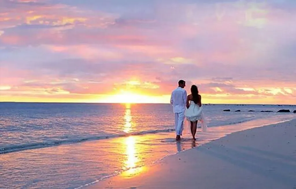 A walk on the beach at sunset