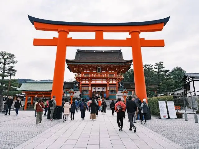A vermilion shrine gate in Kyoto